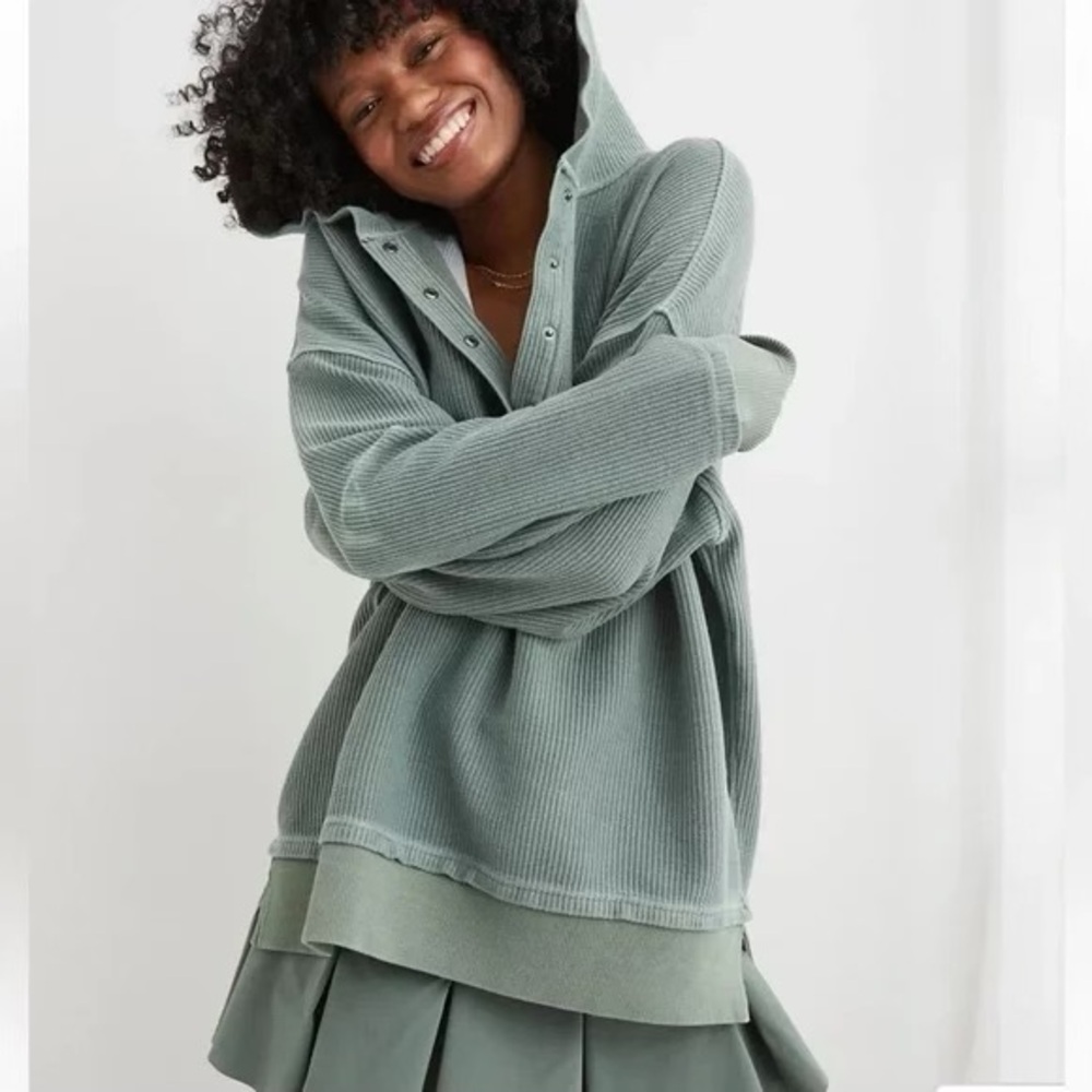 Aerie Green Hooded Sweatshirt